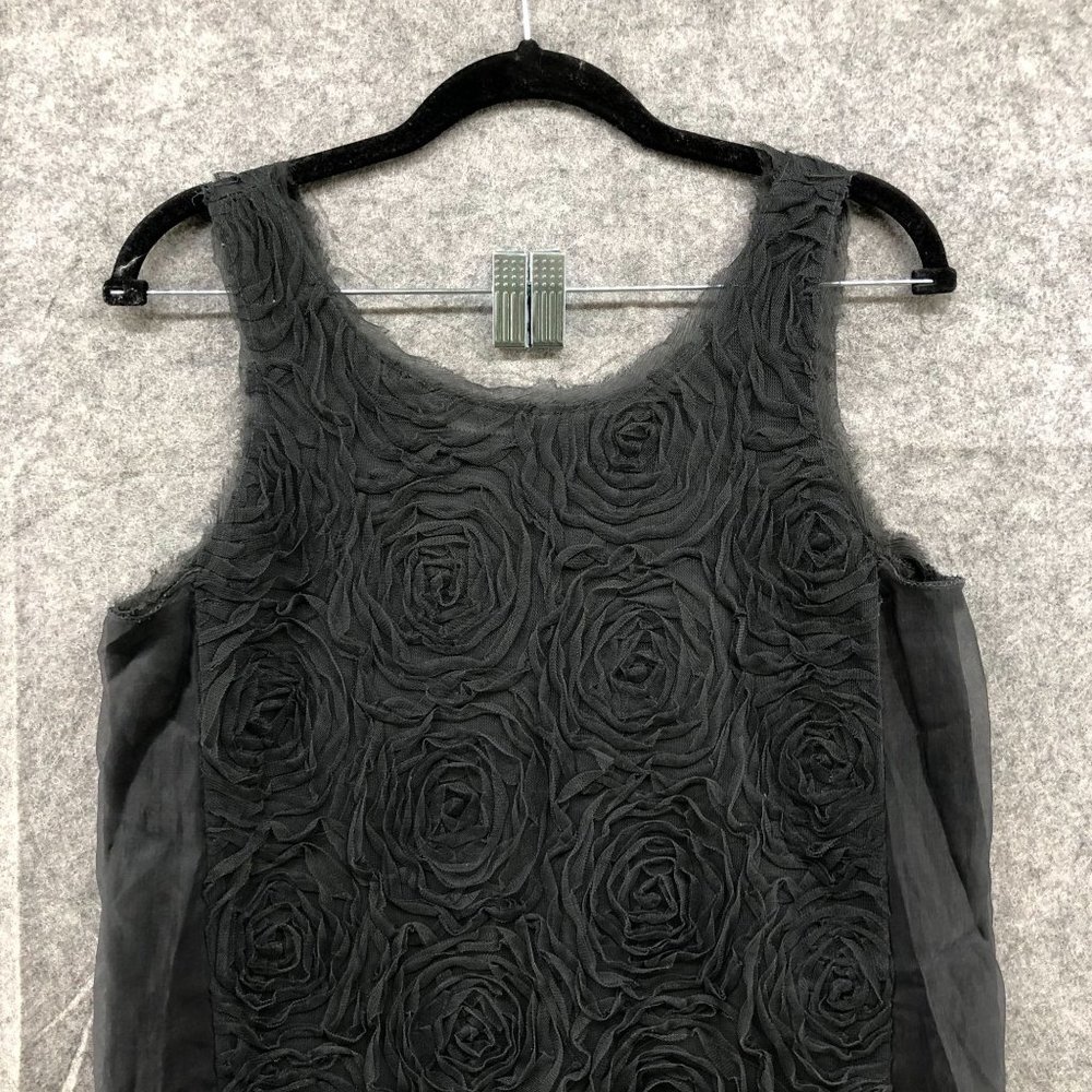 J.‎ Crew Sleeveless Mini Dress Womens 2 Black 3D Floral Applique Shift Formal - Picture 3 of 12
